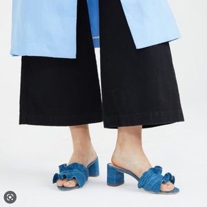 Loeffler Randall Vera Ruffle-Trimmed Denim Sandal